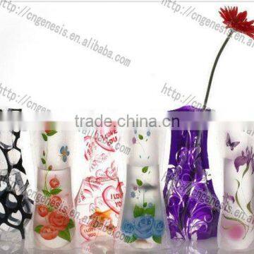 Gift plastic folding flower vase in different shape design