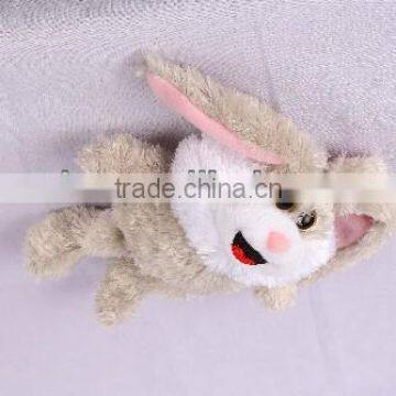 Rolling & laughing mini grey Rabbit, light control animated stuffed animal plush toy