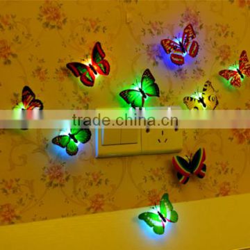 High quality room party wall decor colorful changing butterfly LED night light