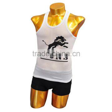 white printed mens gym tank tops mens slim fit bodybuilding tank tops Running Vest