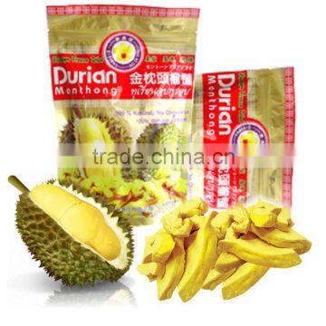 Vacuum Freeze Dried Durian Retail Pack HACCP , ISO 22000 , KOSHER , HALAL and GMP Certifie