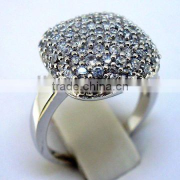 QCR104 rhodium plated silver 925 finger ring,cubic zirconia silver 925 silver jewelry rings for women