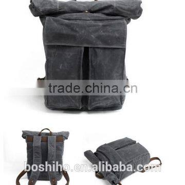 Oem custom design leather backpack bag outdoor backpack grey