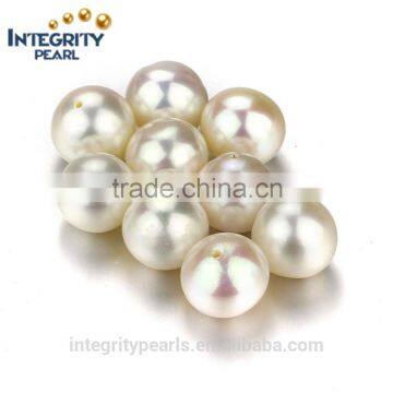 10.5-11mm big huge size half drilled no hole natural round white pearl loose beads