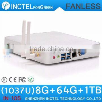 8G RAM 64G SSD 1TB HDD Fanless Mini Desktop PC Computer HTPC Intel Celeron 1037U Dual Core Ultra Thin Aluminium PC Computer photo-2