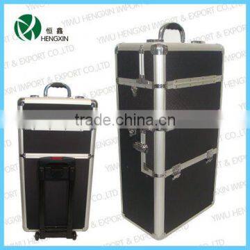 Professional trolley make up case rolling aluminum tool case
