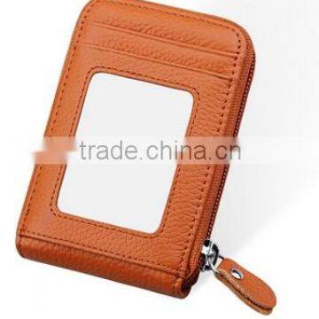 WCA audite bag factory offers high quality leather business card wallet with translucent window ( W212)