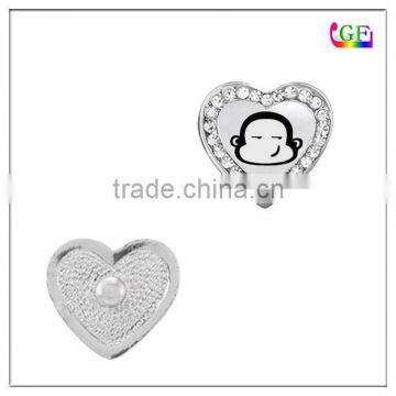 Vintage Silver Monkey Letter Pattern Metal Button Charms for Snap Bracelets