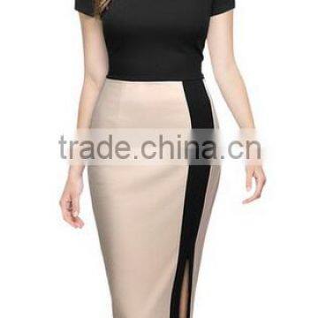 Women's Official Scoop Neck Optical Illusion Slim Bodycon Pencil Dress photo-1
