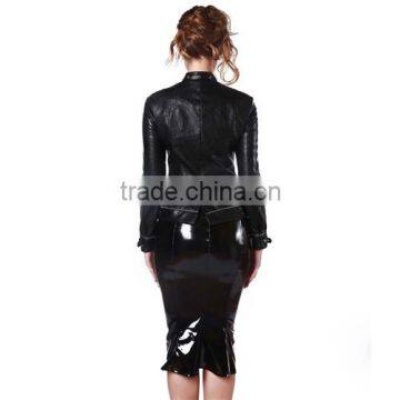 2016 Newest Style Hot Sexy Long Pvc Dress Tight Ladies Leather Catsuit photo-4