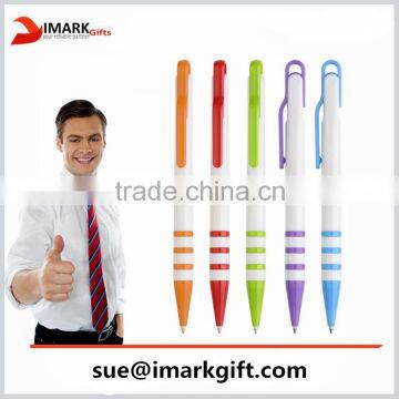 plastic ball pen with special curved clips/ curved design of push button