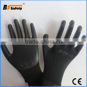 BSSAFETY 2015 wholesale factory price nitrile coated polyester knitted garden glove