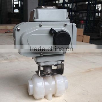 hot sale PVDF double union connection electric ball valve