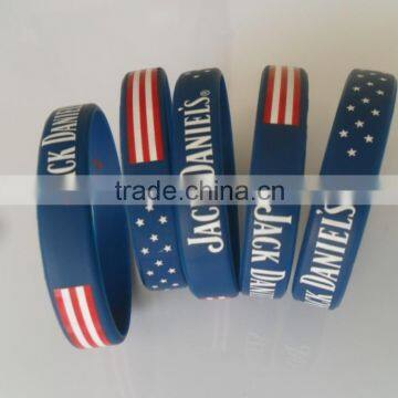 Hot ink filled debossed letter wristband customize silicone bracelet