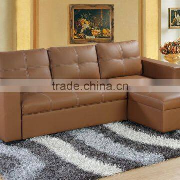 High quality brown leather modern sectional Corner sofas with storage function