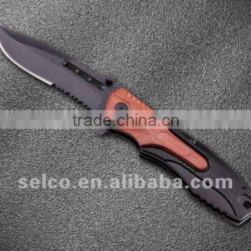 Color wood and stainless steel fishing fold knife