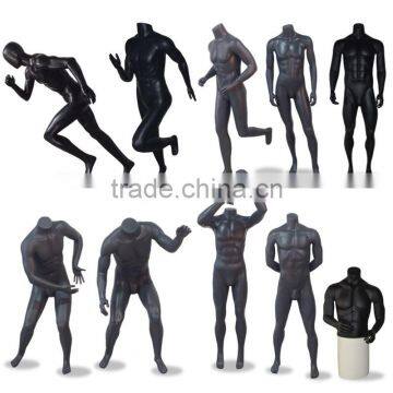 High-End Fiberglass Headless Athletic Running Pose Female Mannequin Metallic Black photo-2