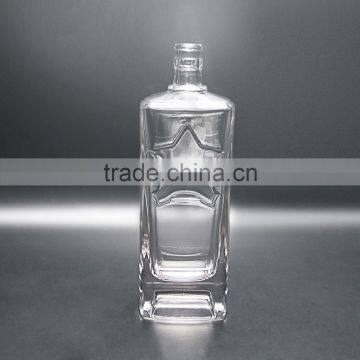 Thick bottom square glass wine bottle clear empty spirit glass bottle