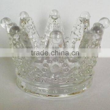 Crown shape glass candle holder votive candle holder tealight candle holder