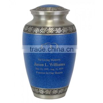 Urns Blue Enamel in Brass Metal For Cremation