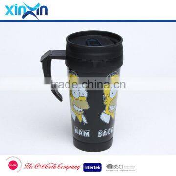 Promotional Plastic Coffe Travel Mug Double Wall Coffee Cup Car Mug With Handle photo-3