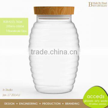 Premium Quality Mouth Blowned Glass Honey Pot Jars