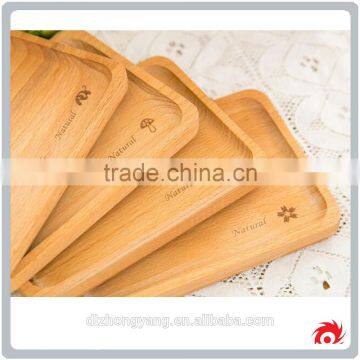 Wood Rectangle Sculpture Flower Coffee Tea Dessert Food Serving Plate Tray photo-2