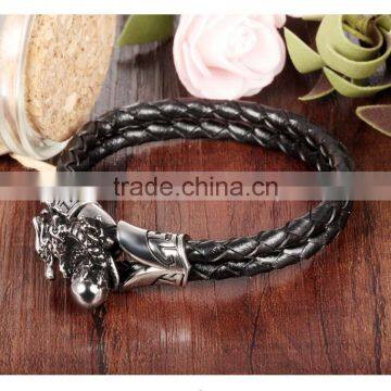 Men's Leather Bracelets 316L Stainless Steel Jewelry Genuine Leather Bracelet photo-5