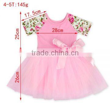 Wholesale Pink Flower Short Sleeve Tulle Skirt Set Ballet Dress Pink Pettiskirt Kids Tutu Dress photo-5
