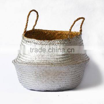 Gold and Silver Seagrass Storage Baskets, Belly Seagrass Baskets photo-4