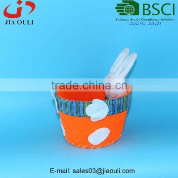 BSCI Audit Factory New Design Bunny Head Non-woven Fabric Easter Basket Spring Decoration photo-2