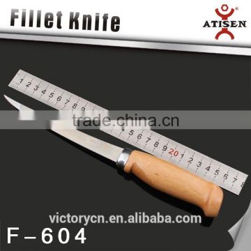 6" wooden fishing knife with PU knife cover F-604