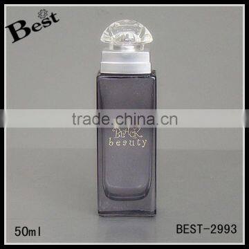 alibaba china lowest price logo screen printing rectangle gray glass perfume bottle 50ml with special cap