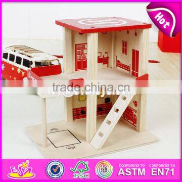 2017 New Products Funny Parking Toy Boys Wooden Toy Fire Station W04B030 photo-3