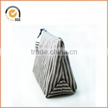 Waxed Canvas Cosmetic/Toiletry Zipper Pouch (Navy Stripe) By Chiqun Donggaun CQ-H02004