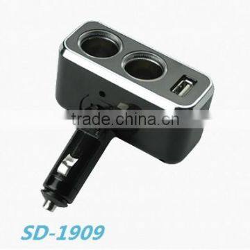 2 way car cigarette lighter socket with USB