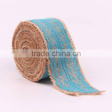 Jute Burlap Natural Hessian Ribbon With Lace Trim Wedding Rustic Vintage photo-4