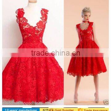 Formal Evening Lace Red Long Dress Party Ball Gown Skirt Sexy Outfit Sleeveless dress