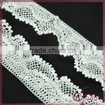 White wrinkle embroidery polyester fabric lace trimming for dress,blouse,home textile