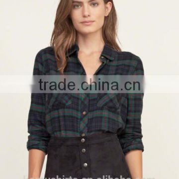 2016 Custom Women Fashion Plaid Flannel Shirt