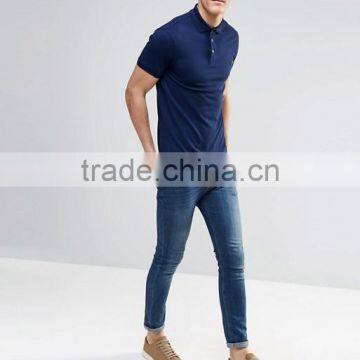 Guangzhou Xinlan Factory Custom Short Sleeve Navy Men's 100% Polyester Pique 200g Slim Fit Casual Latest Polo T-Shirt photo-4
