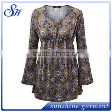 New Prints Design Blouses Round Bottom Casual Tops 2017 for Women photo-5