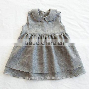 Hot selling wholesale sleeveless plain linen dress new model 2 year old baby girl dress