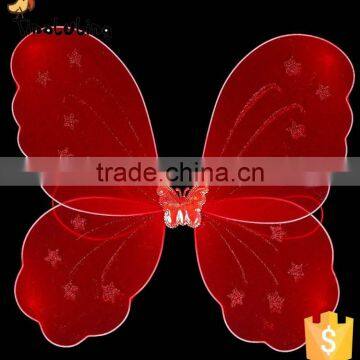 Fancy Girls Party Decorations Kids Butterfly Fairy Wing Red Nylon Butterfly Wings Sets photo-6