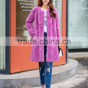 Natural Rabbit Fur Jacket With Belt Women Real Whole Skin Rex Rabbit Fur Overcoat photo-4