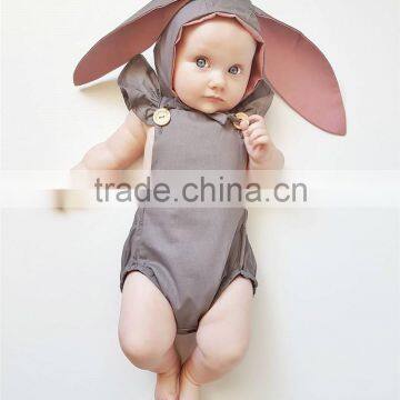 Newborn Baby Clothes Romper Wholesale 2017 2pcs Baby Clothes 0-24M Romper With Ears Hat photo-2
