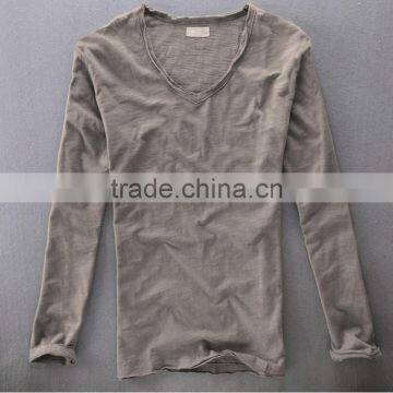 China WholesaleLong Sleeve White100% Cotton Blank T Shirt For Men photo-5