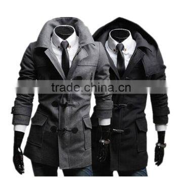 Hot Sale Cotton and Polyester Mixed Stand Collar With Hat Black and Gray 4 Size for Choice Woolen Men Coat Clothing photo-5