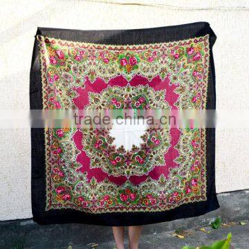 Vintage Ukrainian Shawl,Russian Shawl, Wool Shawl, Tablecloth, Floral Shawl , Floral Scarf, photo-6