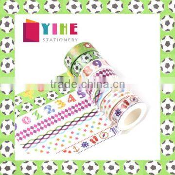 1.5cm*10m multicolor washi tape customizable size adhesive paper tape tear by hand removeable paper tape